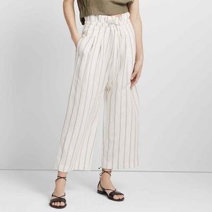 Club Monaco Women’s Striped Wide Leg Linen Blend Cropped Pants